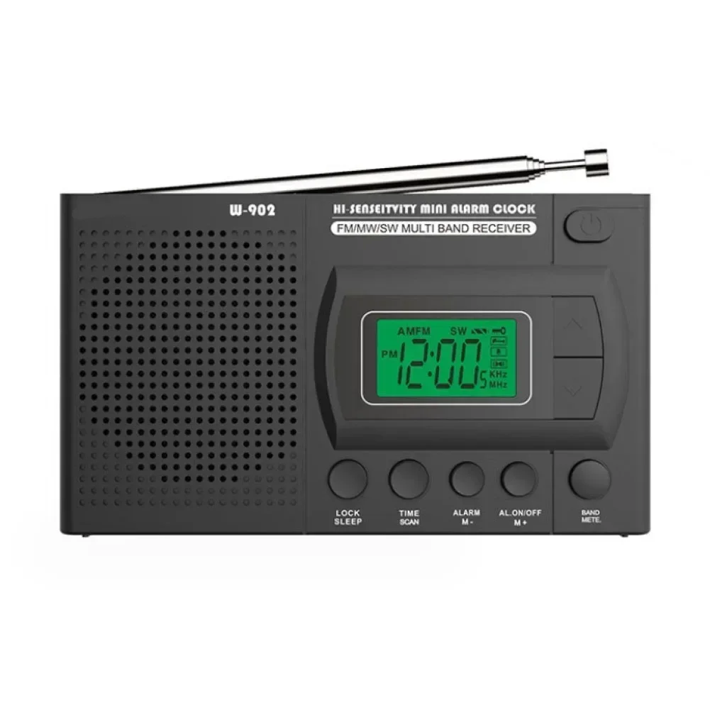 Фото e do przenoszenia i użycia Przejrzysty dźwięk stereo Przenośne radio z z zegarem LCD FMAMSW Wielopasmowe przenośne radio kieszonkowe z zegarem №3