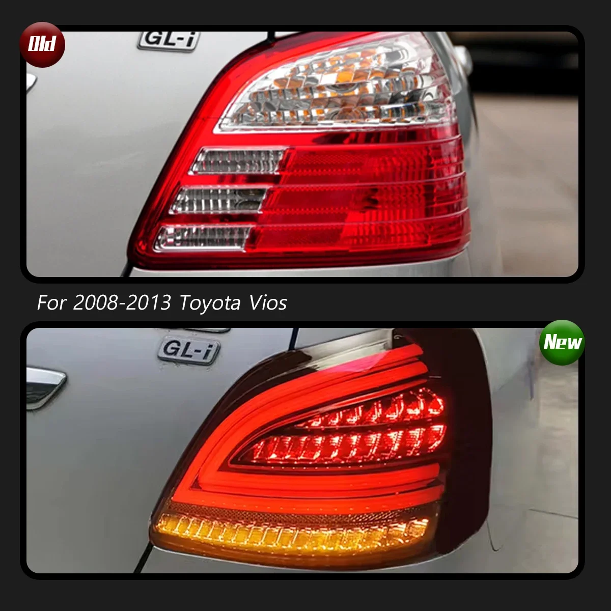 Фото TYPY Автомобильные задние фонари для Toyota Vios 2008-2013 Светодиодные автомобильные задние фонари Дневные ходовые огни Динамические автомобильные аксессуары Plug and Play №2