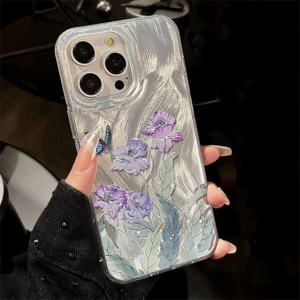 Мягкий силиконовый чехол для телефона Gitter Laser для iPhone 14, чехол для iPhone 16, 15, 13, 12, 11 Pro Max 14 Plus, противоударный чехол с цветочным принтом и бабочкой