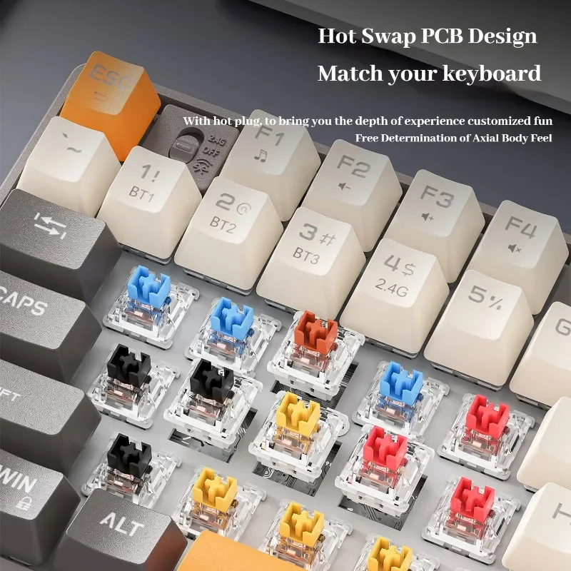 Фото MK87 Mechanical Keyboard RGB Backlit 87 Keys Wireless Bluetooth Three Modes Hot Swappable USB for Gaming and Office №4