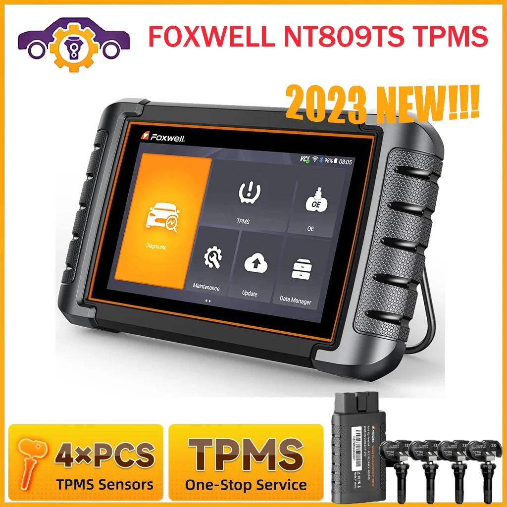 Новинка 2023, Автомобильные диагностические инструменты FOXWELL NT809TS, программирование TPMS, Bluetooth-сканер OBD2, 30 + сброс всех систем, Автомобильный сканер