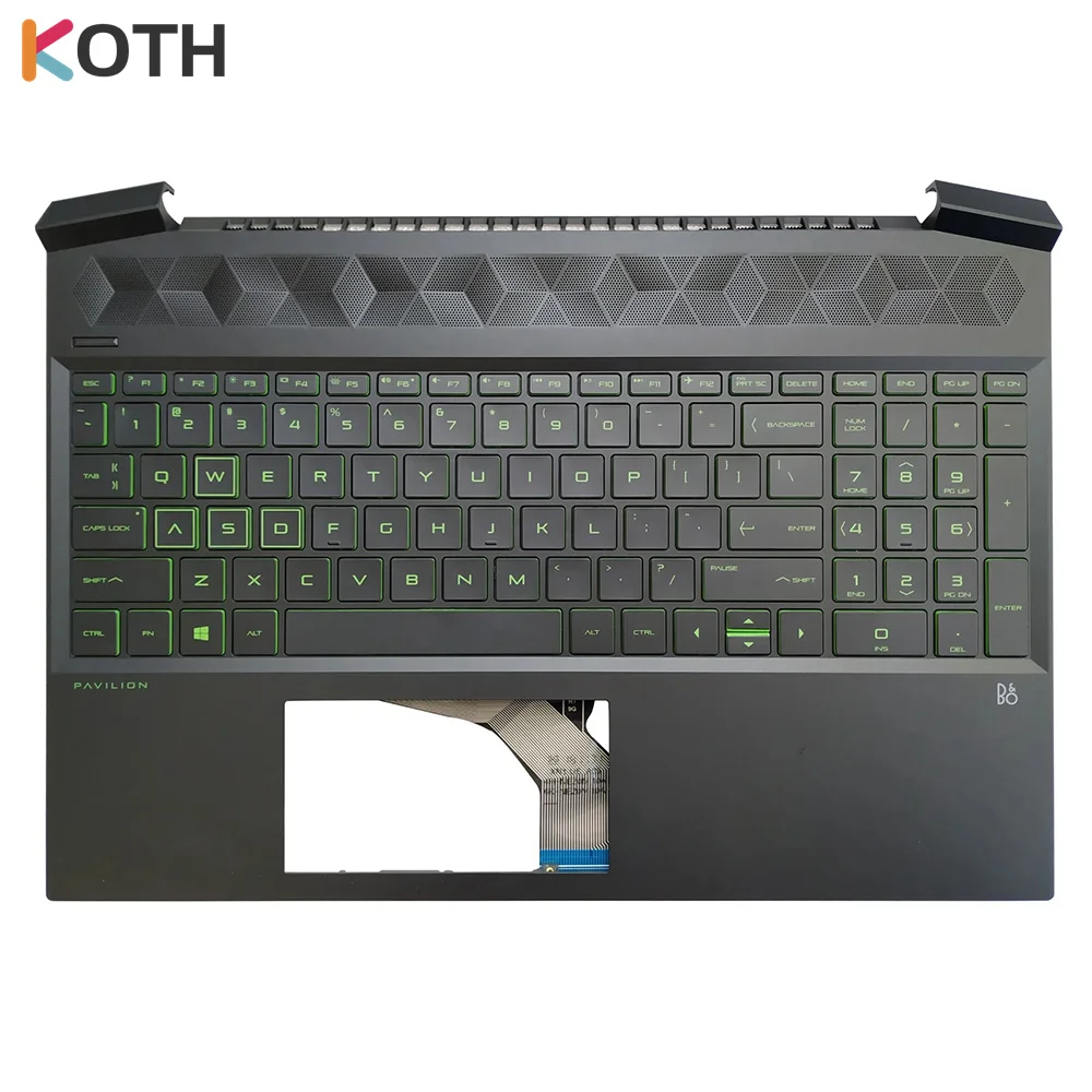 Фото Новинка для HP Pavilion 15-EC, зеленые клавиши с подсветкой, клавиатура с упором для рук в США L72597-001 №2