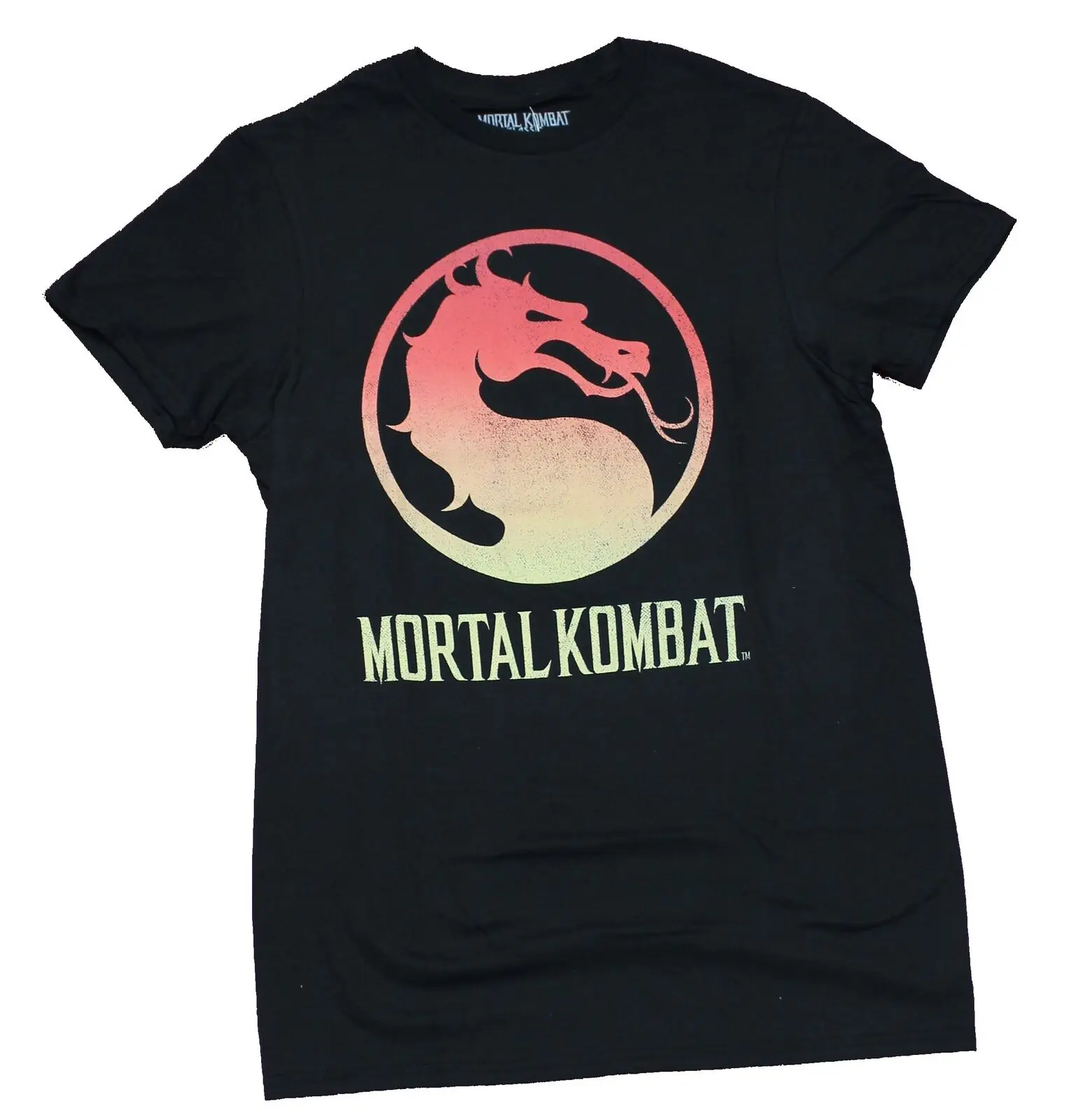 Новая футболка для взрослых Mortal Kombat от красного до желтого простого выцветания с логотипом