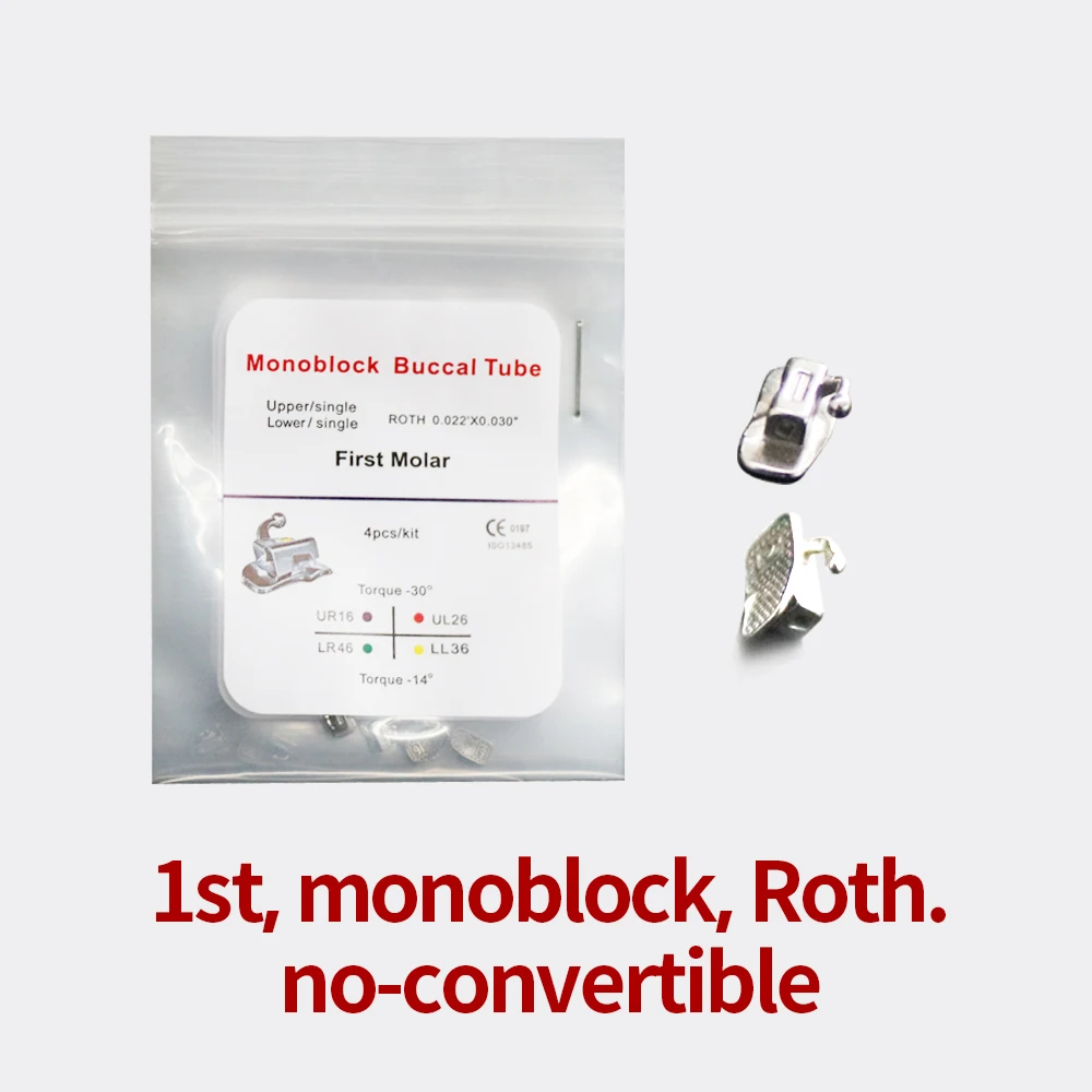 10 упаковок, 40 шт., Ортодонтические 1-й моно-блок Roth 022, одинарная нетрансформируемая букальная трубка
