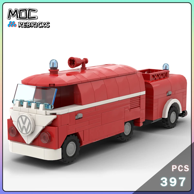 Фото MOC Unimog 406 Homage to 650-2 Esso Tanker T1, пожарная машина, строительные блоки, модель «сделай сам», оригинальные кирпичи, игрушки для мальчиков, праздничные подарки №3