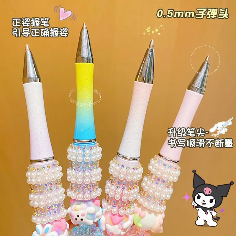 Фото Kawaii Sanrio Кристалл сверкающий алмаз вращающаяся нейтральная ручка Милая мимелоди коричная девушка мечтательная Kt мультфильм школьные принадлежности №4