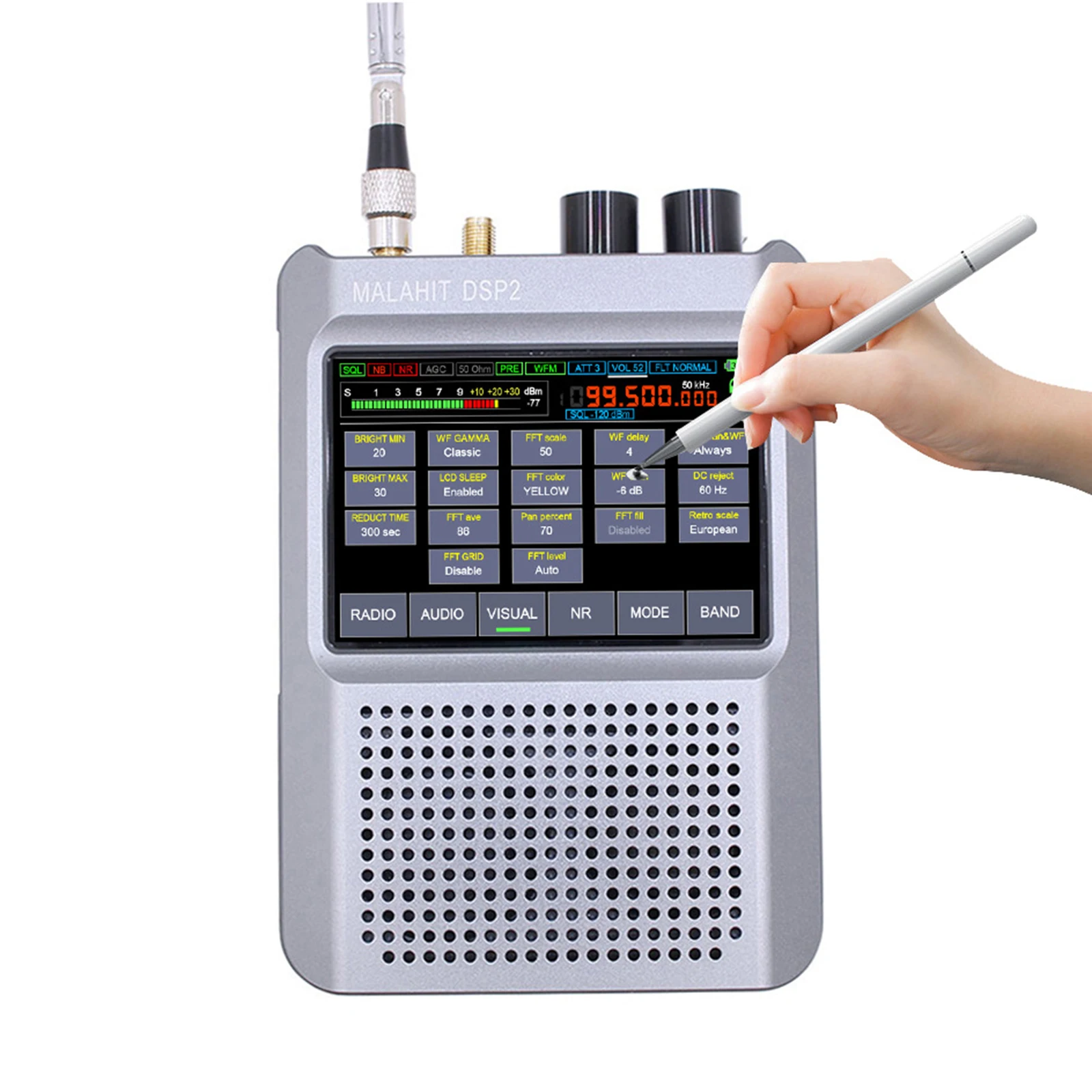 3,5-дюймовый сенсорный ЖК-экран второго поколения Malahit-DSP2 SDR малахитовый приемник радио 10 кГц-380 МГц 404 МГц-2 ГГц