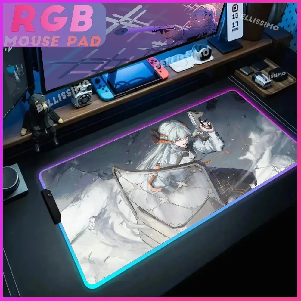 Фото RGB игровой популярный коврик для мыши arknight Kawaii Saria игровой коврик для мыши большие крутые аксессуары клавиатура настольная игра резиновый нескользящий коврик №2
