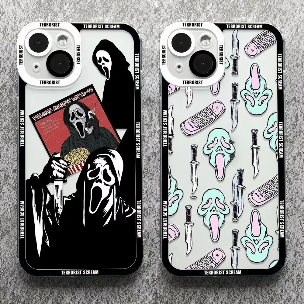 Scary Scream Ghost Clear Phone Case For Xiaomi Redmi Note 13 12 11 Pro Plus 4G 5G 12S 11S 10 10S 9 9S 8 13C 12C 10C Back Cover
