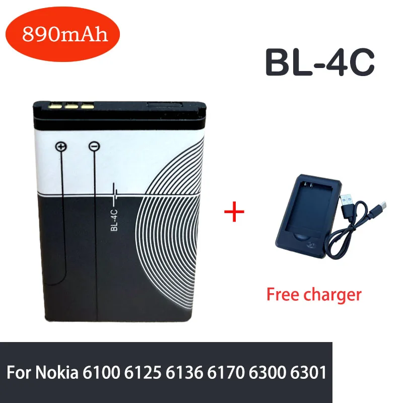 Новый 3,7 В 890 мАч BL-4C BL5C литиевый аккумулятор для телефона Nokia 6100 6125 6136 6170 6300 6301 6170 7705 7200