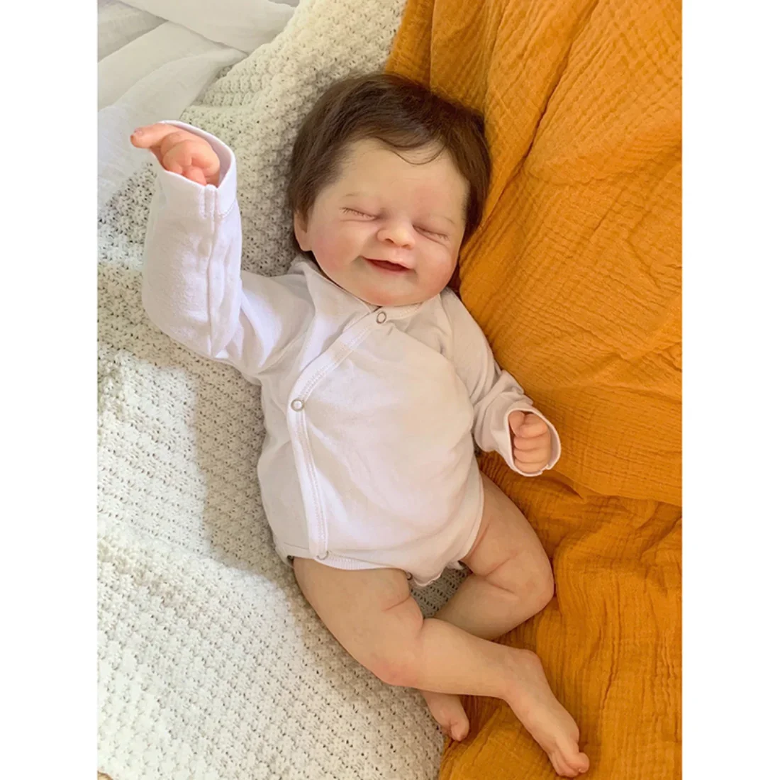 Фото Bebe Alisha уже готовые куклы реборн улыбающееся лицо реальная жизнь новорожденная спящая кукла для детей детские игрушки подарки №3