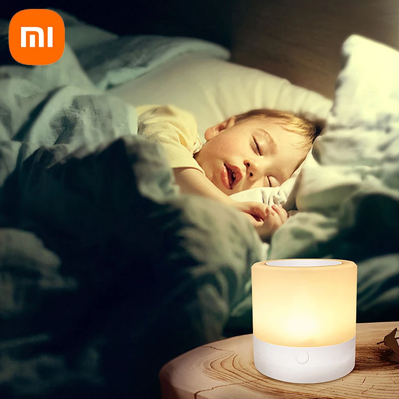 Фото Настольная лампа Xiaomi с сенсорным управлением, прикроватные светильники, светодиодный ночник с USB-зарядкой, прикроватная Настольная лампа для спальни, гостиной №3