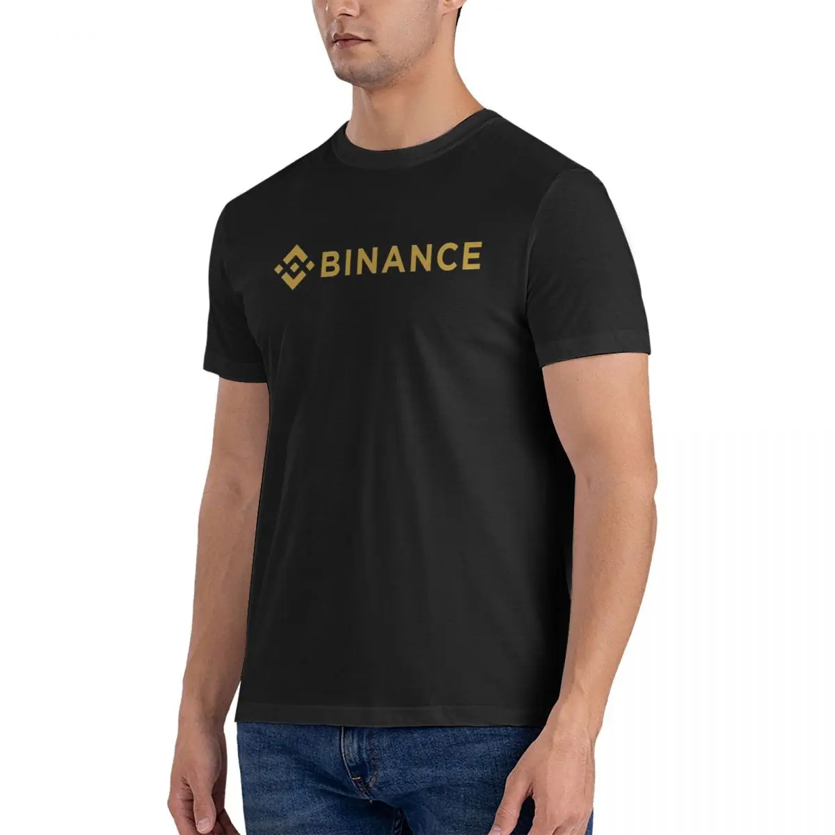 Фото Футболка Binance мужская оверсайз из хлопка, топ с коротким рукавом и круглым вырезом, летняя одежда №3