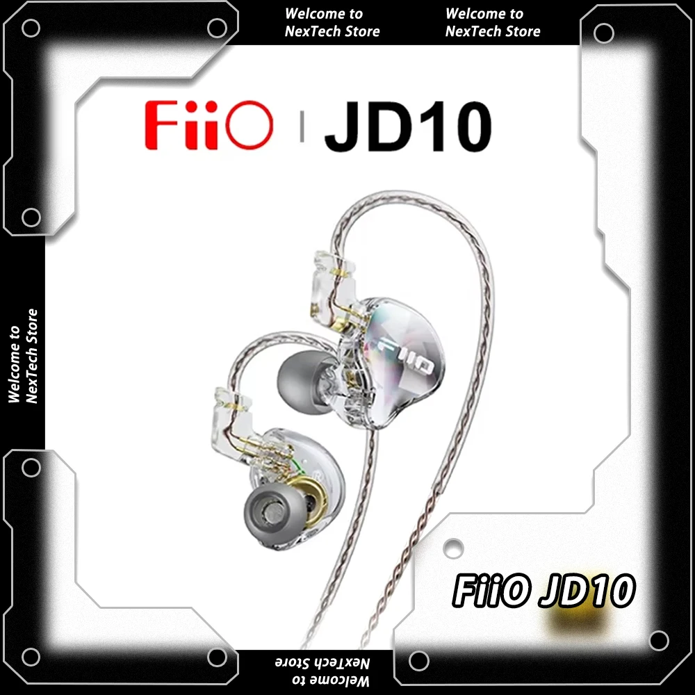 FiiO JD10 Портативные проводные наушники с микрофоном Hi-Fi стереонаушники с высоким звуком CCAW Voice Coil DSP Пользовательские игровые наушники подарки