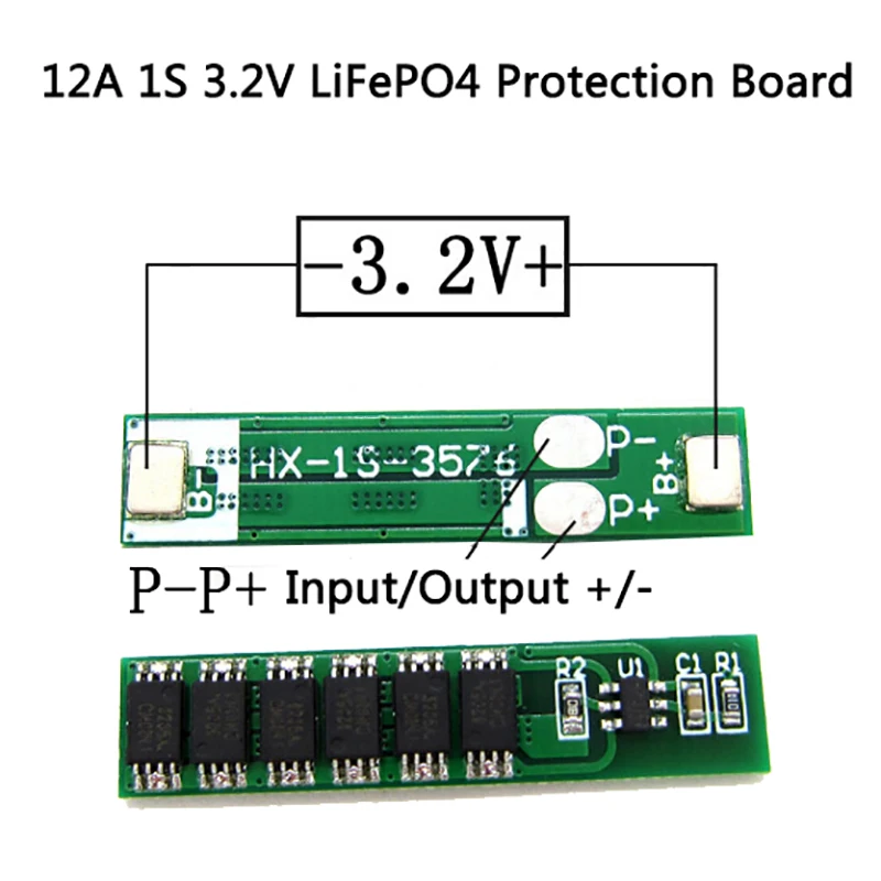 12A 1S 3,6 V LiFePO4 литий-железо-фосфатная батарея входа выхода Защитная плата