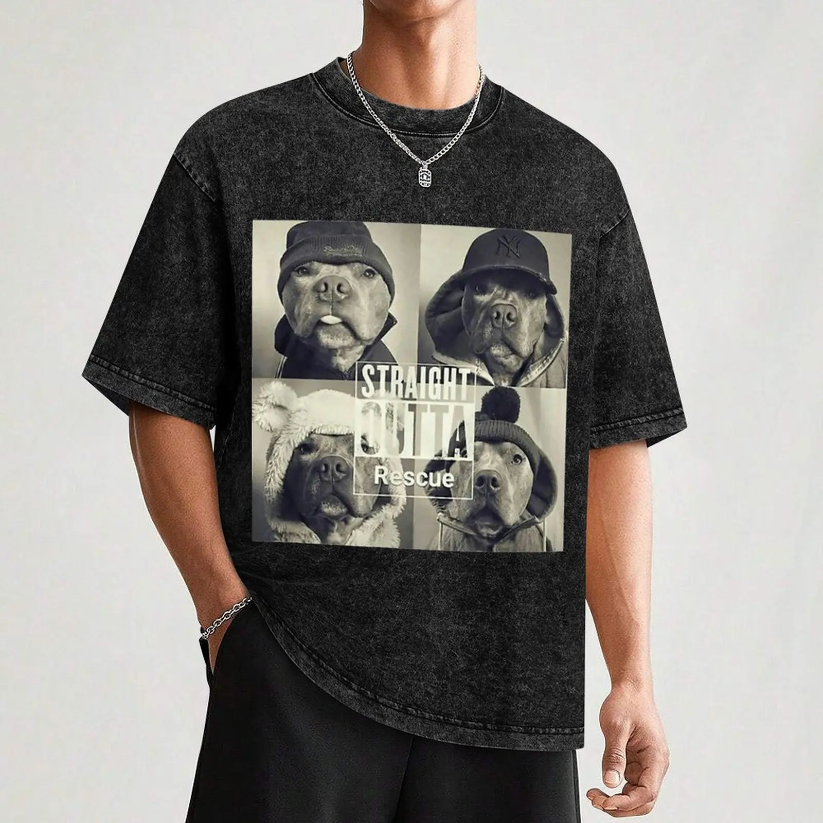 Фото Футболка Straight Outta Rescue Pitbull, летняя рубашка, фигурки аниме, милая одежда, дешевые вещи, мужские футболки с рисунком, забавные №3