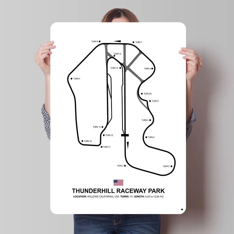 Металлический плакат Thunderhill Circuit, украшение для спальни, декор для гостиной, мужские настраиваемые металлические жестяные вывески для украшения стен