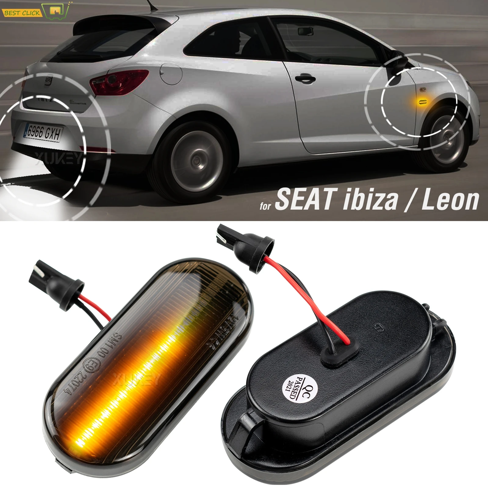 Для SEAT Ibiza 6J 6P 2008-2017 Leon 1M 1P MK1 MK2 Светодиодные янтарные боковые габаритные огни Белые лампы номерного знака Plug & Play