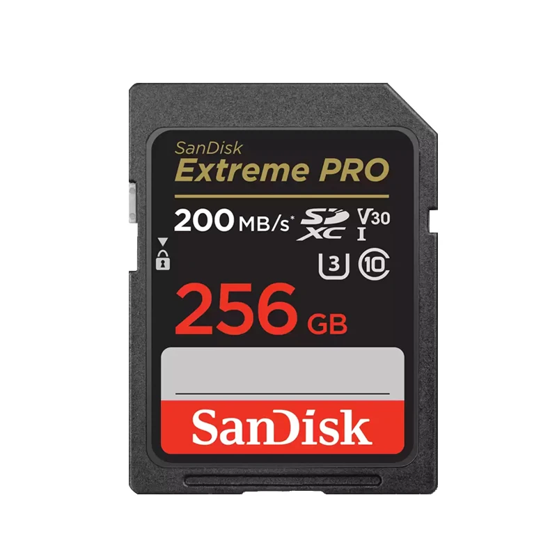 SD-карта SanDisk 32 ГБ, 64 ГБ, 128 ГБ, 256 ГБ, карта памяти 120 МБ/с U1, 200 МБ/с, U3 V30 4K для зеркальной камеры Canon, Nikon, съемки видео 4K