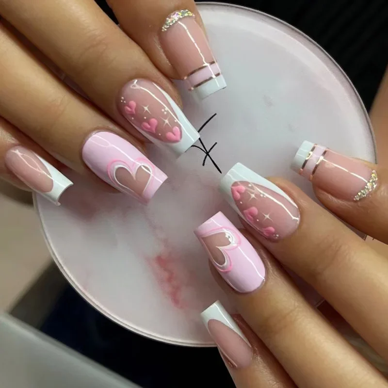24 шт./компл., наборы для накладных ногтей Love Ballerina, бесплатный клей для накладных ногтей, полное покрытие, искусственное искусство, накладные ногти, профессиональный матери искусственные ногти с полным покрытием