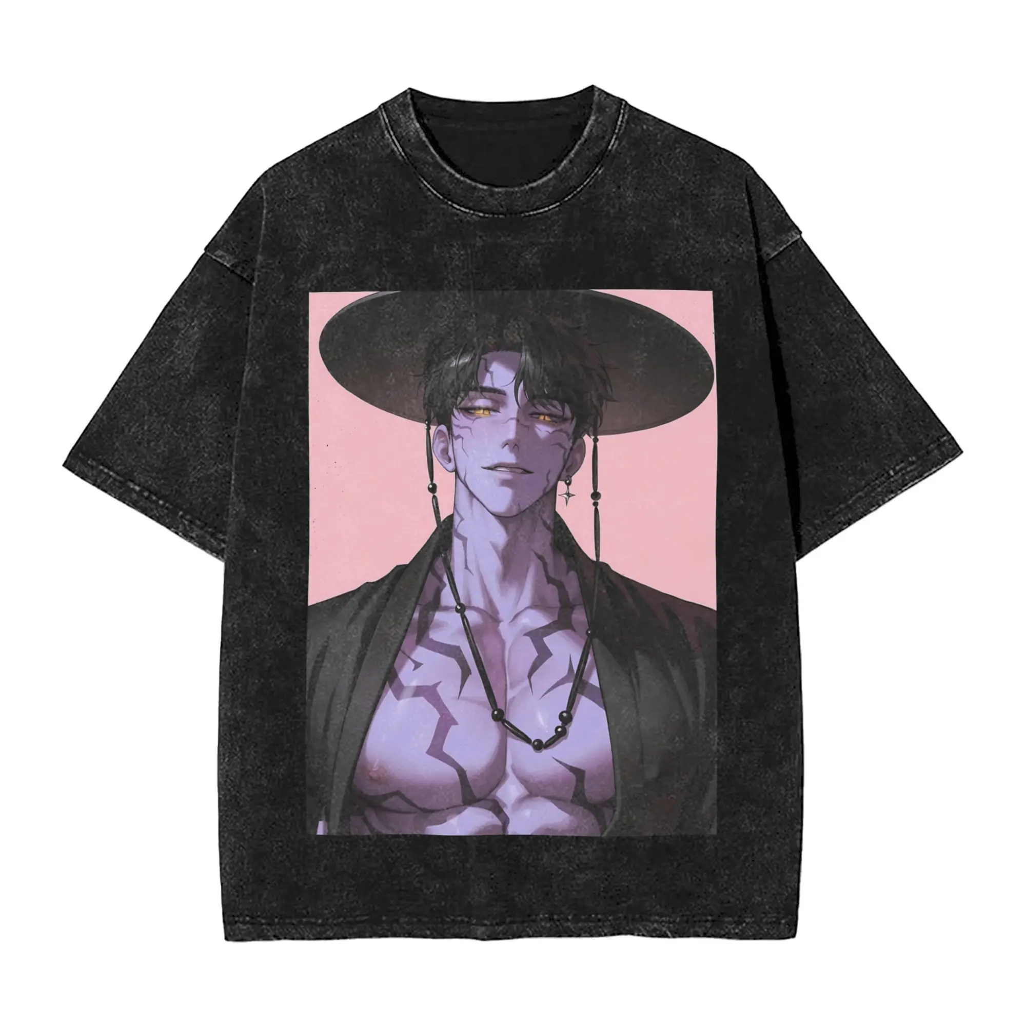 Футболка с татуировкой Jinu KPop Hunters Demon Boy, свободные футболки с короткими рукавами, базовые топы Y2K, летние повседневные футболки с круглым вырезом большого размера