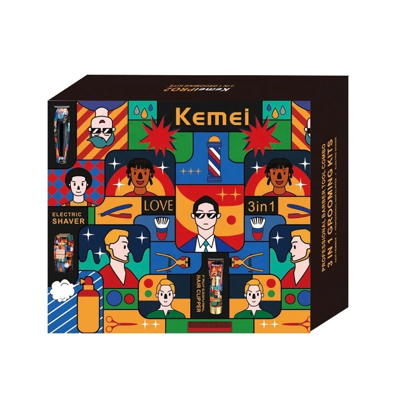 Kemei KM-1102H KM-9305 KM-9306 Профессиональная машинка для стрижки волос, мужская электрическая машинка для стрижки волос с граффити и бритва, подарочный набор (art.: 3920ce9d92d00) - 3920ce9d92d00