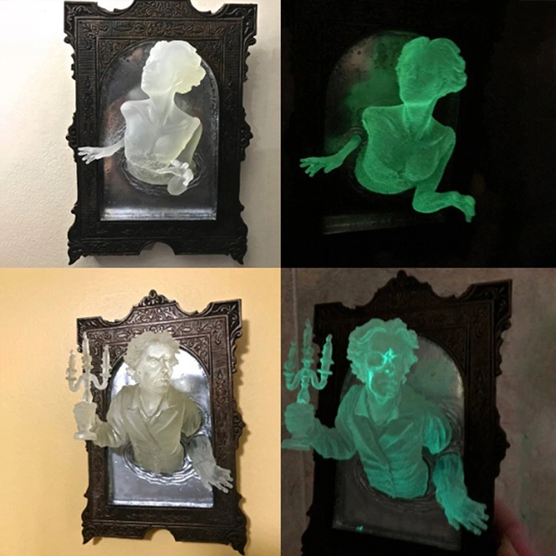 Креативная 3D Хэллоуин призрак зеркало настенная скульптура ужас дьявол рука изделия из смолы статуя домашняя фоторамка украшение