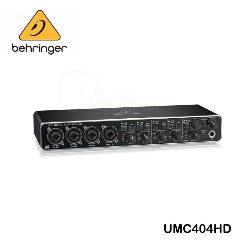 Аудио/миди-интерфейс Behringer U-Phoria UMC404HD, аудиофил 4x4, 24 бит/192 кГц, USB, с предусилителями микрофона Мидас
