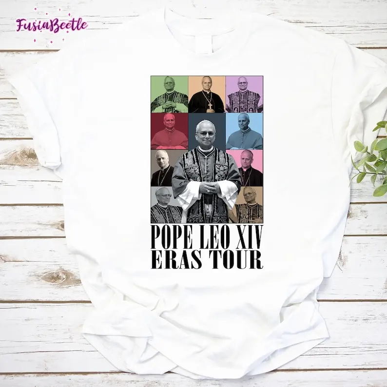 Рубашка Pope Leo XIV Eras Tour Leo XIV New Pope Tee The 14th Vatican Рубашка Американская толстовка Pope Robert Prevost Tee New Catholic