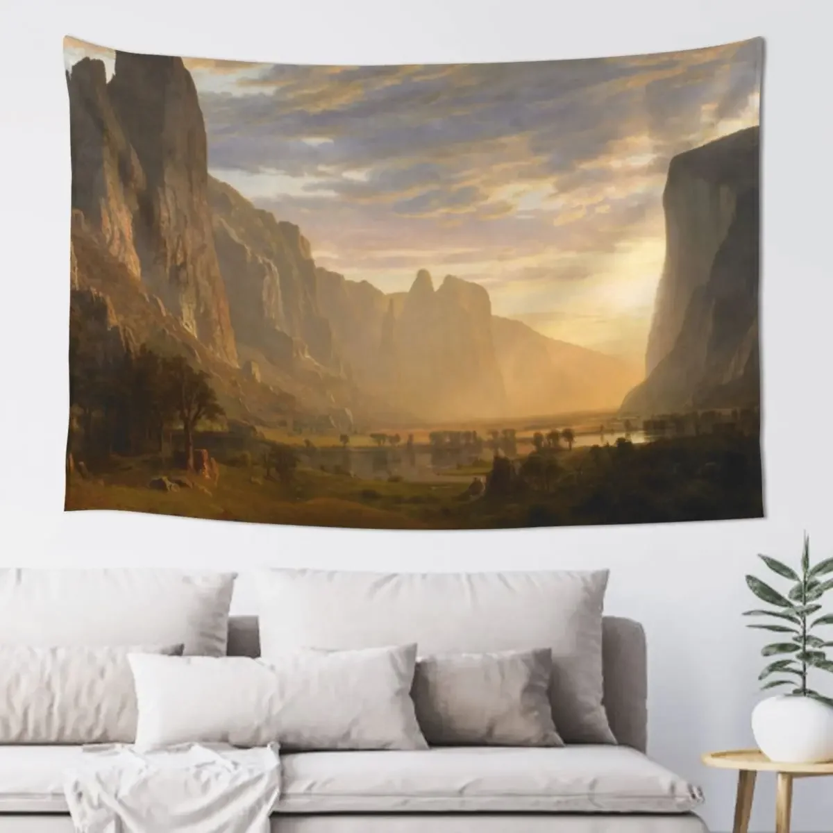 Вниз Yosemite Valley, Калифорния - Альберт Bierstadt - 1865 гобелен, настенная роспись, декоративные картины, гобелен