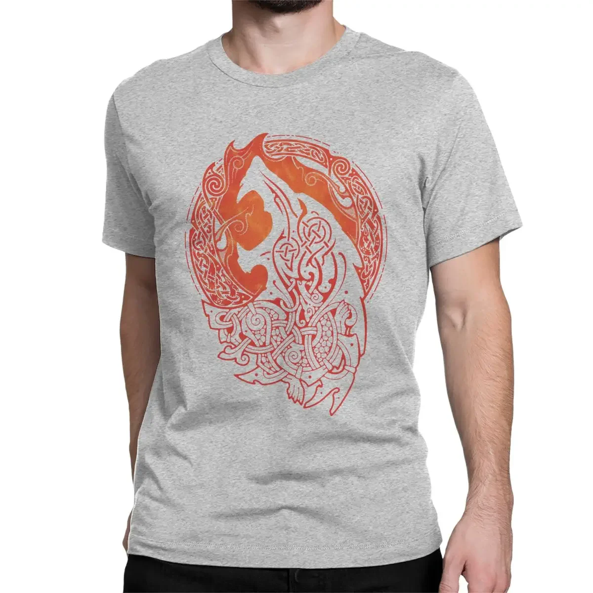 Фото Футболка с коротким рукавом, размеры 4XL, 5XL, Valhalla, Odin, Fenrir Loki, мужские смешные футболки из 100% хлопка с круглым воротником в стиле Харадзюку №4