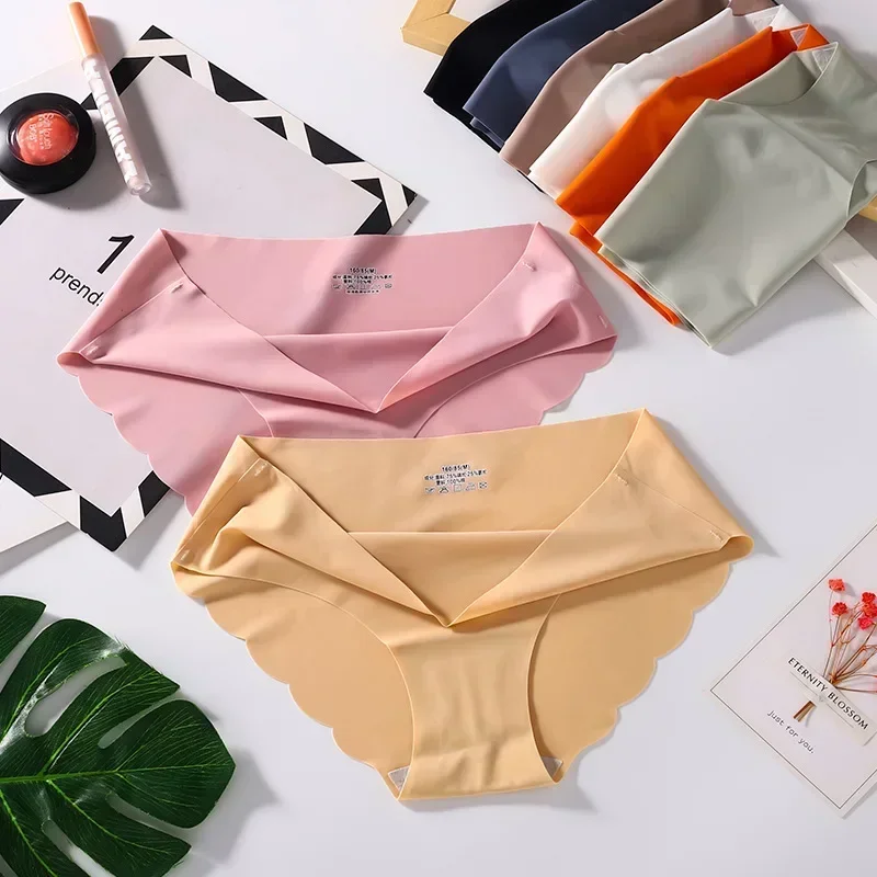 Женские бесшовные трусики, 2 шт./компл., M-XL, трусы с низкой талией, женское мягкое нижнее белье, сексуальные трусы с волнистыми краями, женское нижнее белье