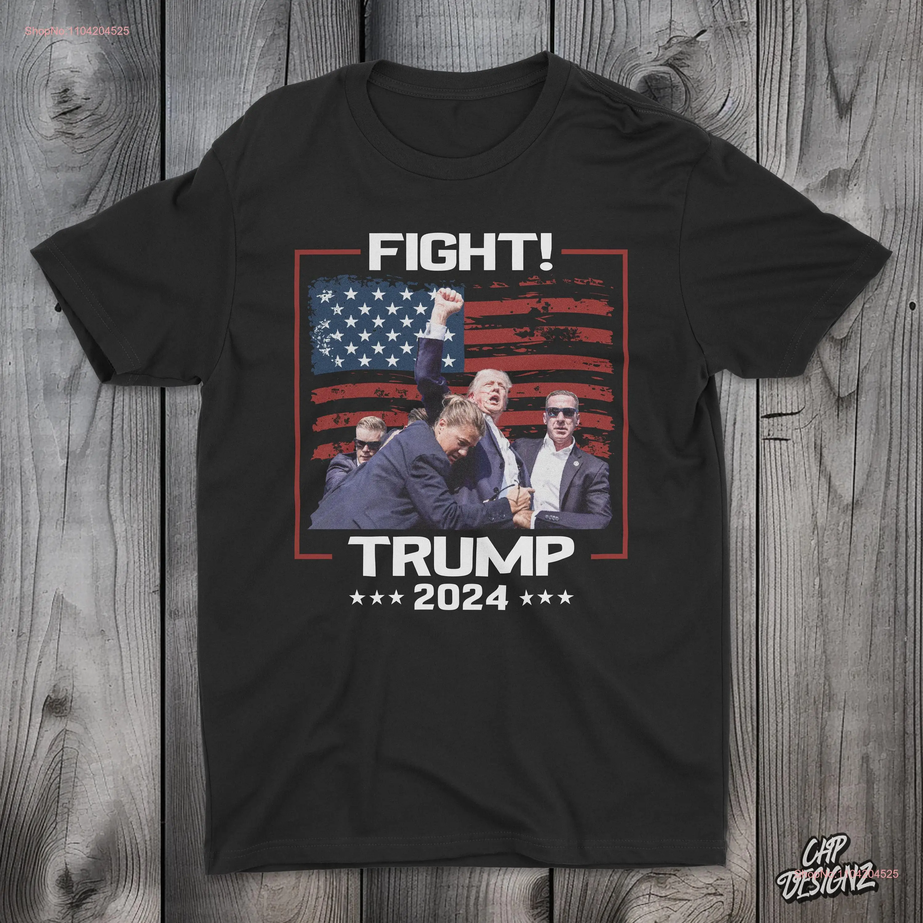Футболка «Бойцовский Трамп» «Я стоять» унисекс «Сделай Америку снова великим Ралли» с флагом 2024, длинными или короткими рукавами
