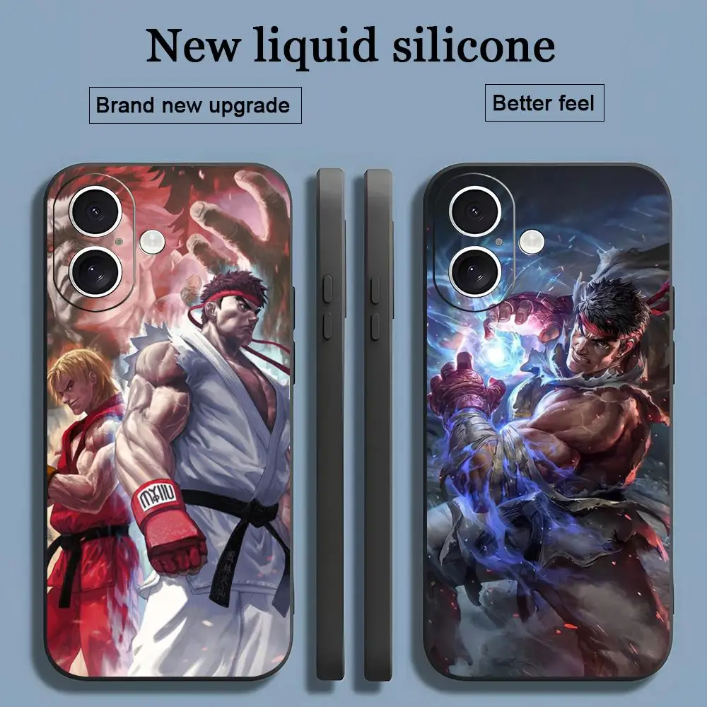 Чехол для телефона Cool Street Fighter Game Ryu для iPhone 16, 15, 14, 13, 12, 11 X XR XS 8 Plus Mini Pro Max, мягкий черный противоударный чехол