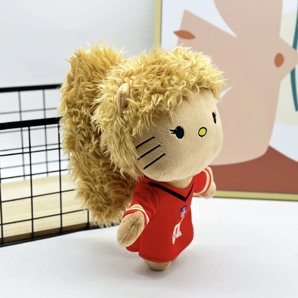 Фото Желтые вьющиеся волосы Hello Kitty Taylor Harris, плюшевая кукла, трикотаж номер 27, плюшевая игрушка, фигурка, мягкие игрушки, подарки на день рождения для мальчиков и девочек №3