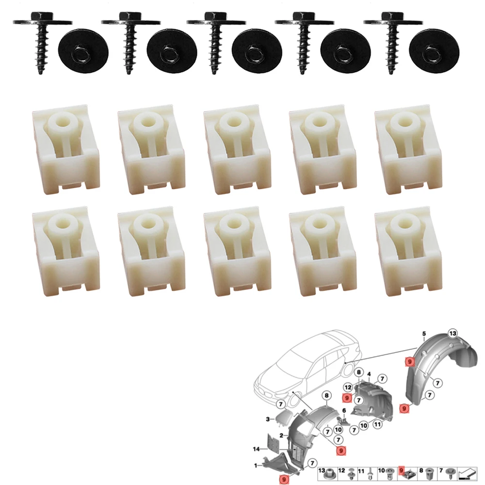 20pcs/set для BMW передний Fender Liner C-Clip Hex болтовых винтов Combo Kit 07147311312 07149213164 автомобильные аксессуары