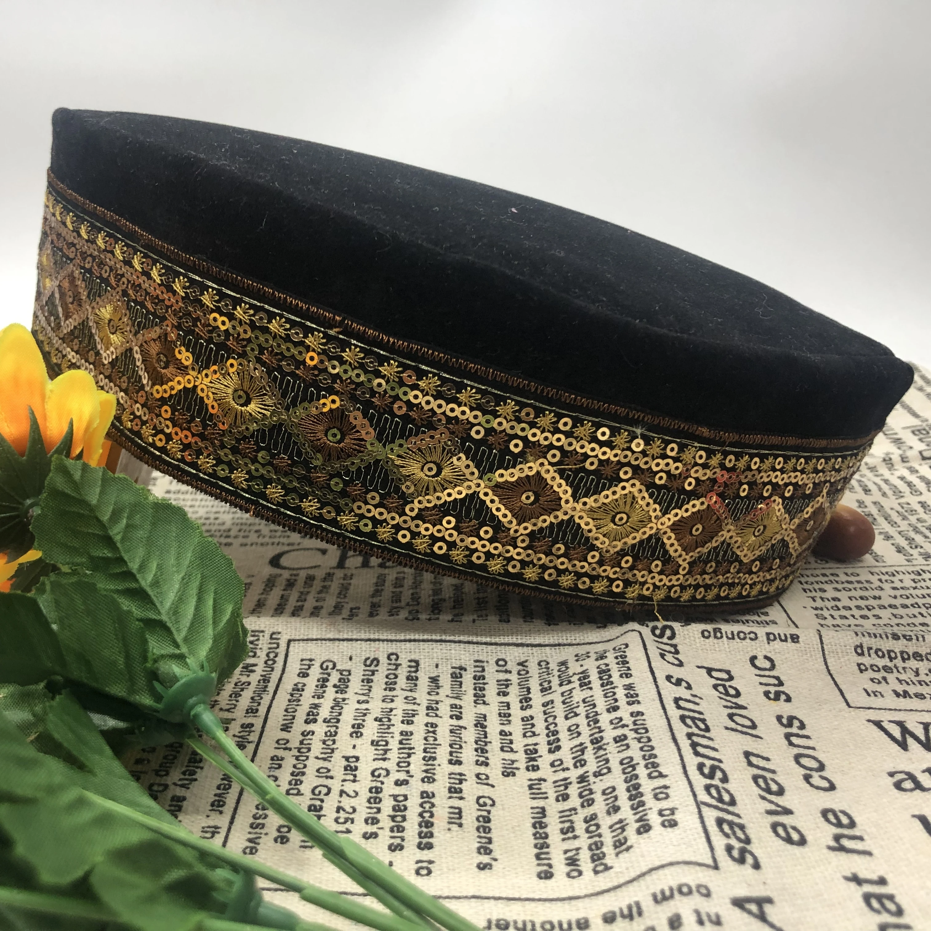 Мусульманские кепки для мужчин, одежда, налог-товары, индейка, бесплатная доставка, молитва, малайзийская лодка, кепка, исламский Kufi Topi Sequin 03263