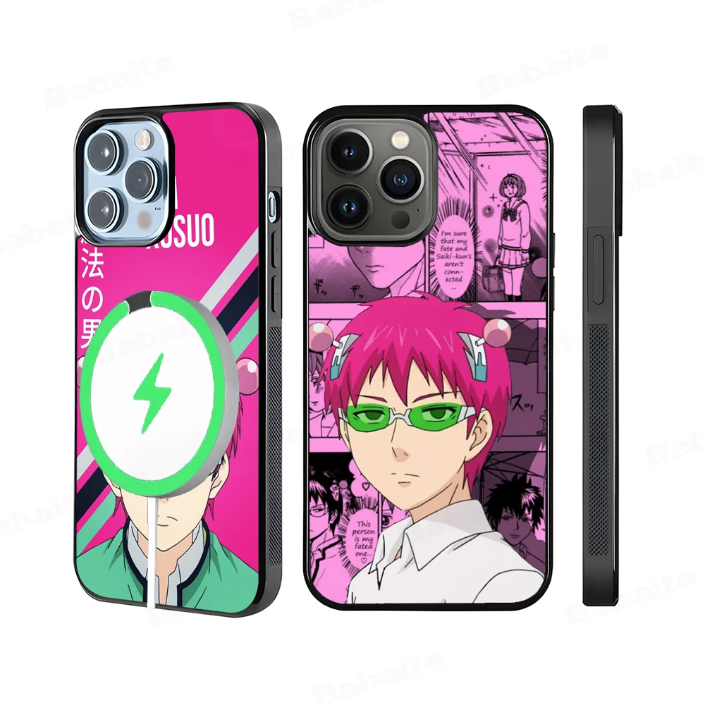 Фото Чехол для телефона Cute Kitty Boy Saiki Kusuo, магнитный чехол для iPhone 16, 14, 13, 12, 11, 15 Pro Max Plus, чехол для беспроводной зарядки Magsafe №2
