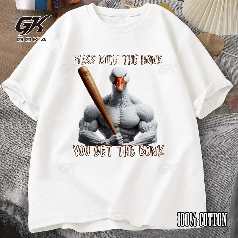 Mess with The Honk You Get The Bonk Футболка с забавным утиным гусем Goose Bumps I Got Too Silly Goose CuteT-shirt Мужская футболка с коротким рукавом