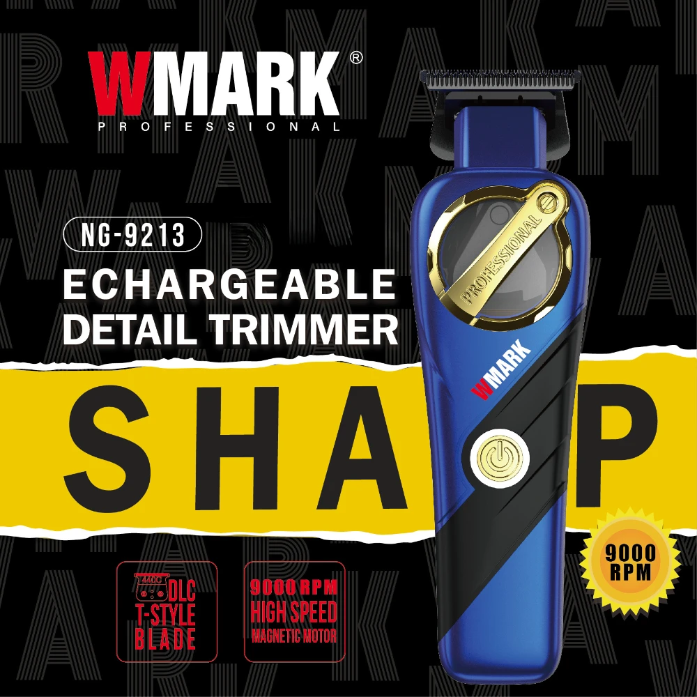 НОВЫЙ WMARK NG 9213, новый триммер для волос с магнитным двигателем 9000 об/мин для мужчин, финишная машина, профессиональная машинка для стрижки волос
