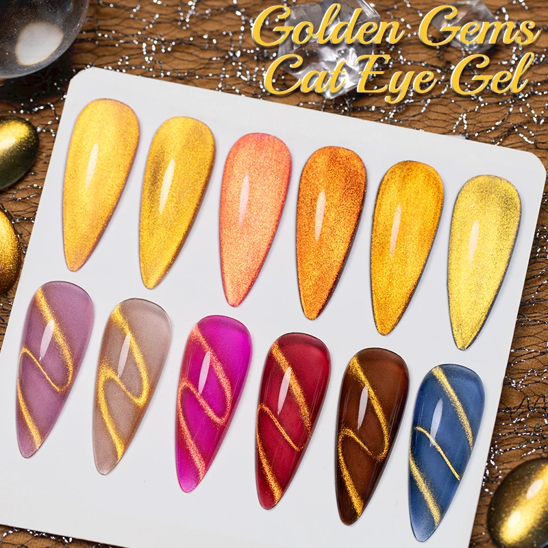 PUENTE Golden Gems Cat Магнитный гель-лак для ногтей Супер блестящий золотой блеск Cat Eye Soak Off UVLED полупостоянный лак для дизайна ногтей (art.: 3920ca9be52aa) - 3920ca9be52aa