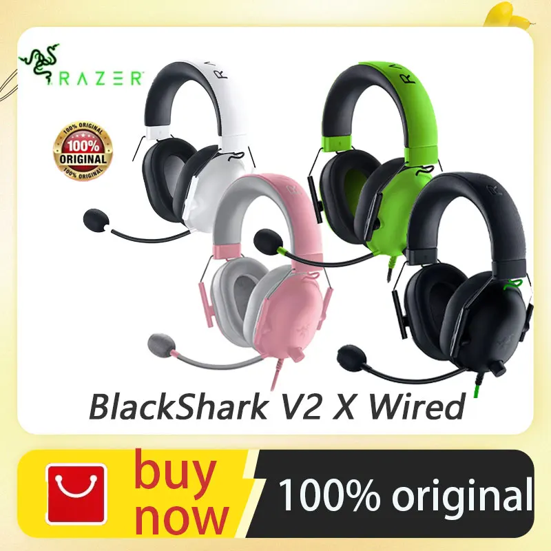 Проводная киберспортивная гарнитура Razer BlackShark V2 X с улучшенным пассивным шумоподавлением, объемный звук 7.1, кардиоидный микрофон Hyperclear