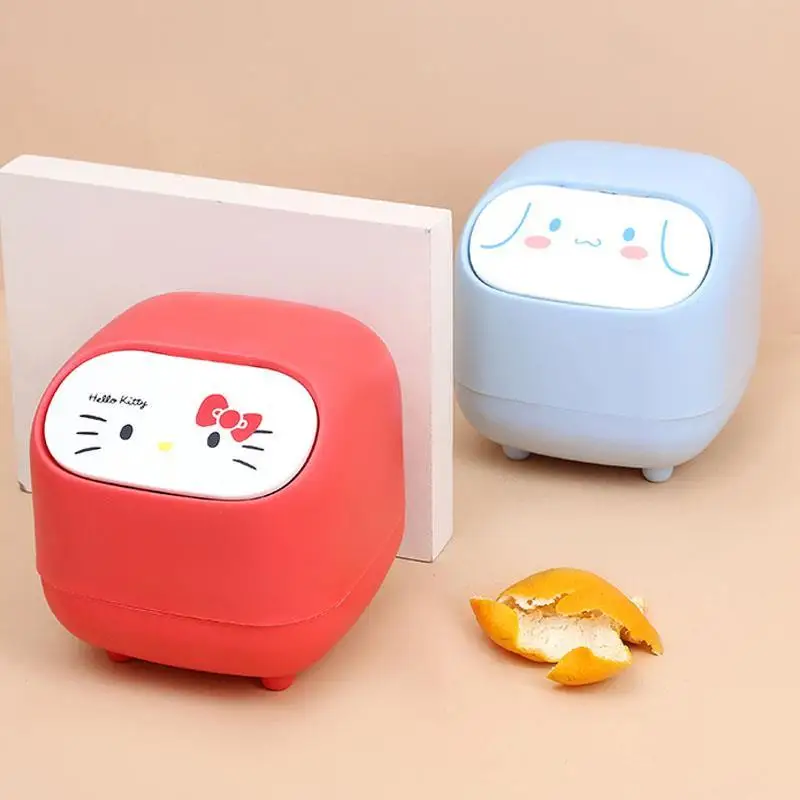 Милый мультфильм My Melody Hello Kitty Cinnamoroll, настольный мусорный бак, прикроватный офисный кавайный мусорный бак для хранения, праздничный подарок