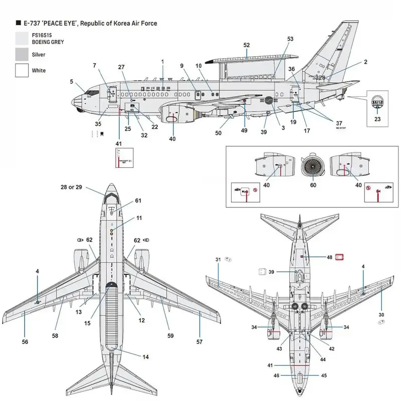 Фото ACADEMY AC12651 1/144 Корейский E-737 Мирный глаз раннего предупреждения комплект самолета сборная модель миниатюрная сцена статическая модель образовательная №4