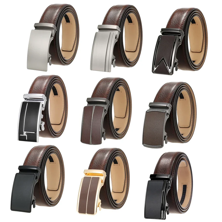 Plyesxale 2024 Men Genuine Leather Belts Classic Automatic Buckle Mens Belts Luxury Brand marque de luxe Belts Cummerbunds B1060