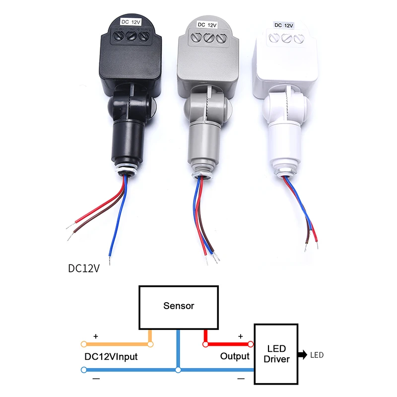 Фото Датчик движения DC12V Инфракрасный PIR-детектор движения Открытый датчик выключателя света №3