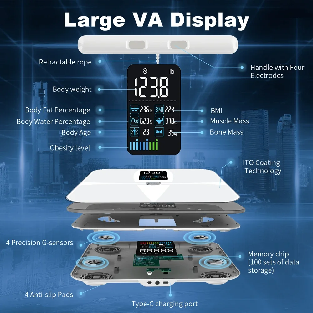 Фото Lepulse P1 Анализатор процентов Schaal Vet для тела Lichaamsvet Massa Smart Elektrische Weegschalen Weegschaal Digitale №5