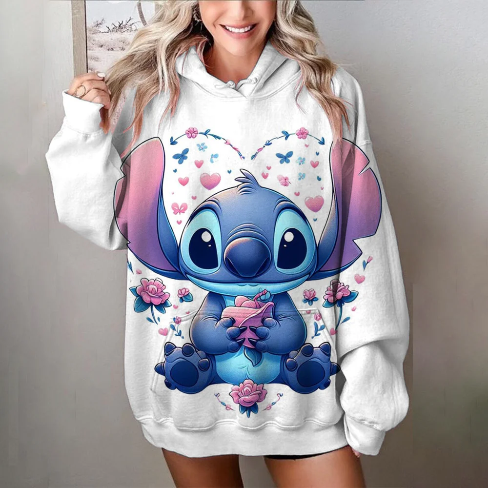 Miniso 2025 Stitch женские толстовки с 3d милым мультяшным принтом женские модные толстовки с длинными рукавами уличный стиль осень/зима новый пуловер