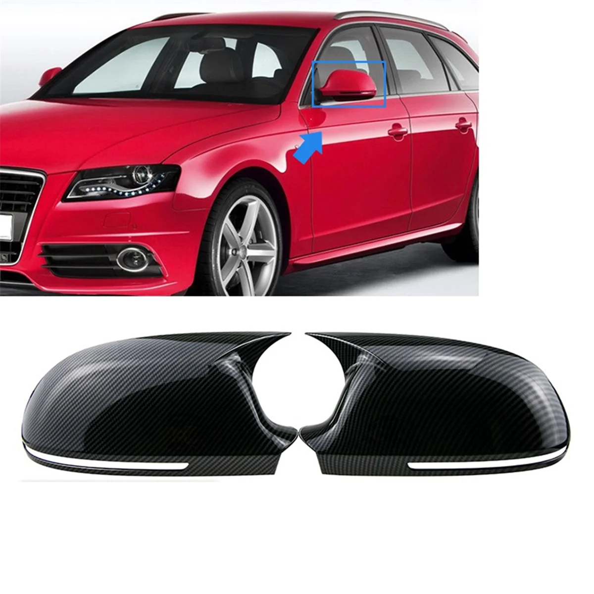 Фото Крышка боковых зеркал автомобиля, крышка зеркала заднего вида для Audi A4 A5 B8 A3 8P A6 C6 (черный) №4