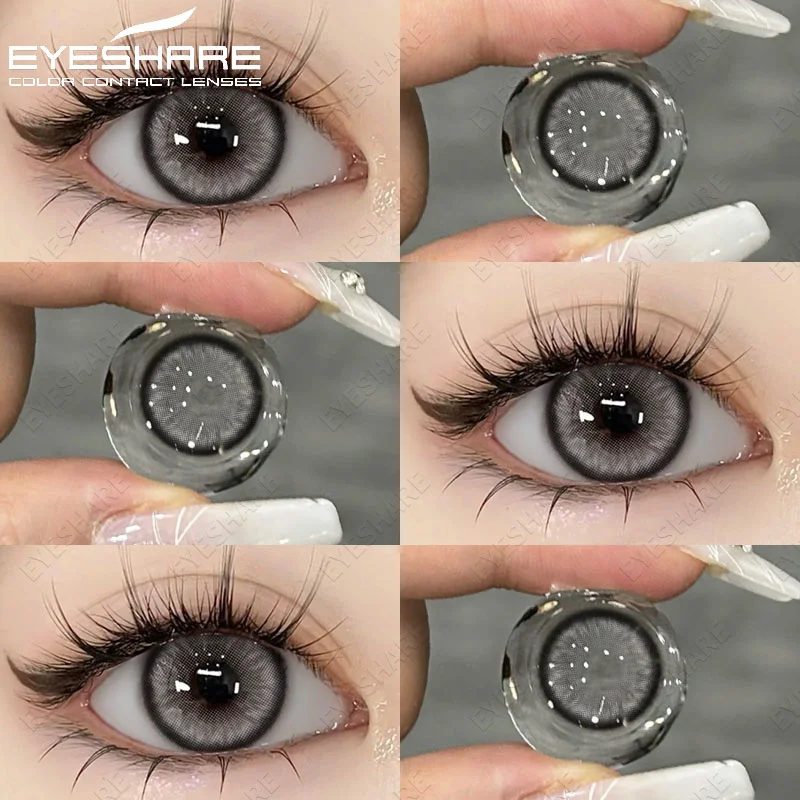 Цветные контактные линзы EYESHARE 1 пара, натуральный серый цвет, контакты для глаз, ежегодный красивый макияж для учеников